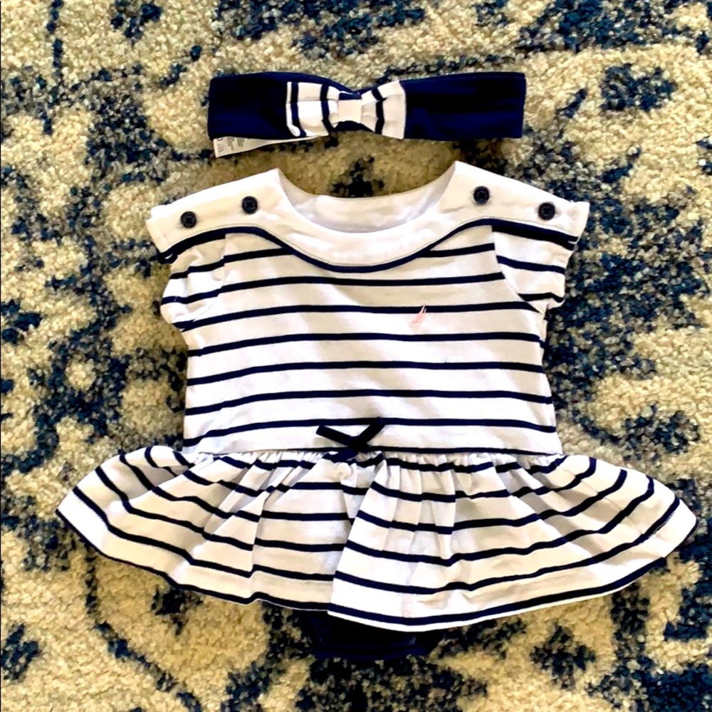 Nautica Outfit with Headband - 3/6 months